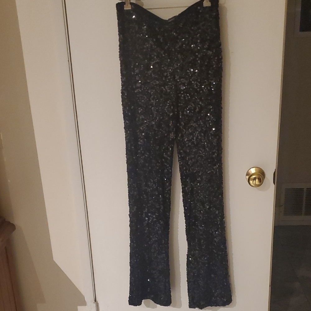 Forever 21 Black Sequin Boot Cut Pants